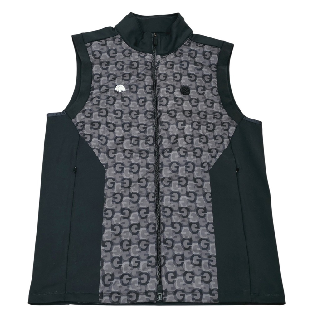 G/FORE Golf Vest Men's Medium Black Gray Monogram Full Zip Performance G Fore